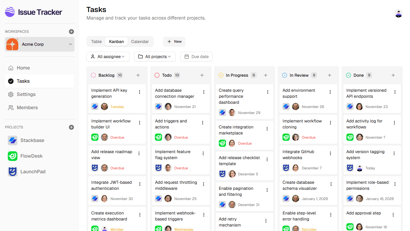 Tasks - Kanban View